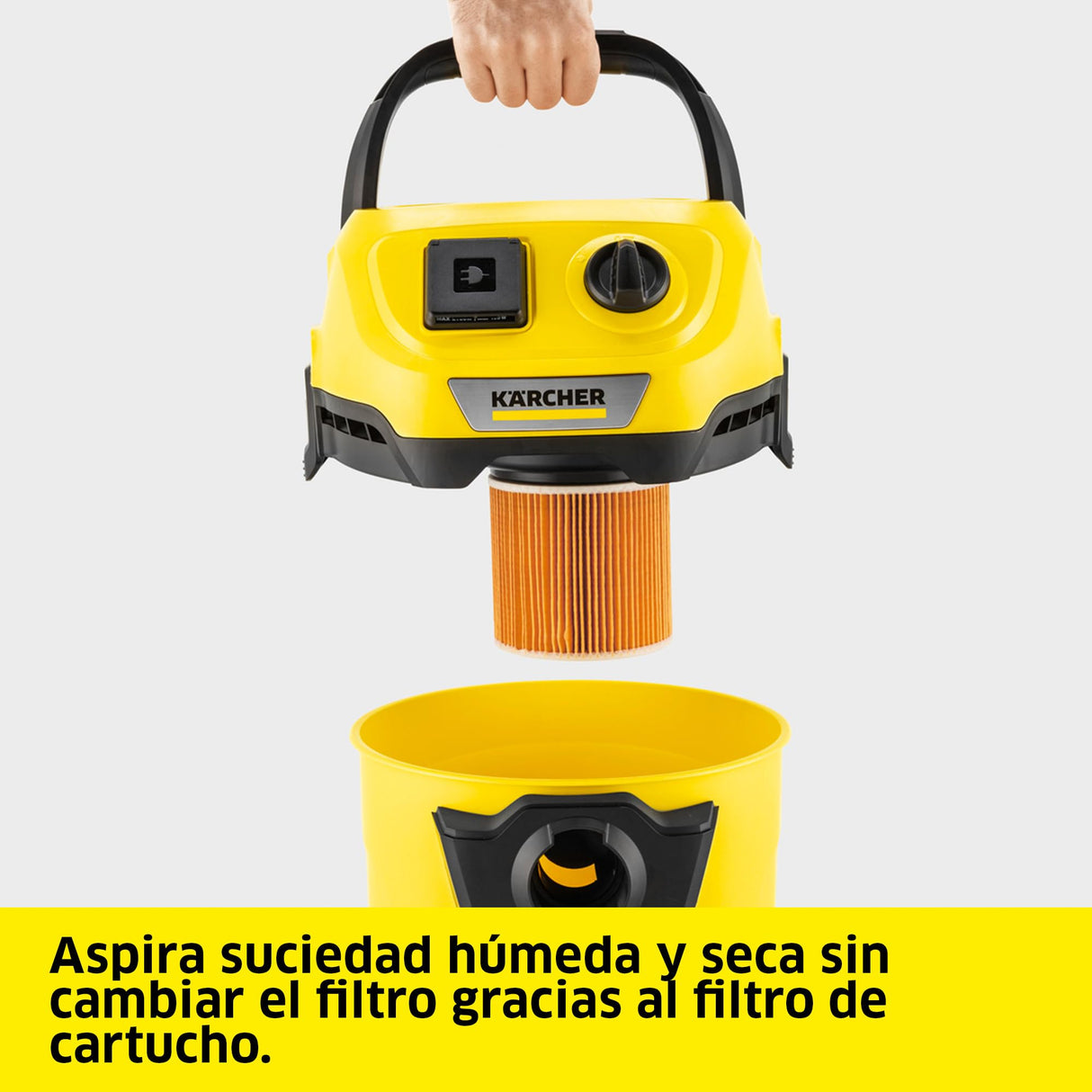 Kärcher Aspiradora WD 3 P V-19/4/20, función de soplado, 1000 W, depósito: 19 l, Manguera: 2 m, Filtro de Cartucho, Bolsa de Fieltro, Boquilla para Suelos y Ranuras, Enchufe para Herramientas