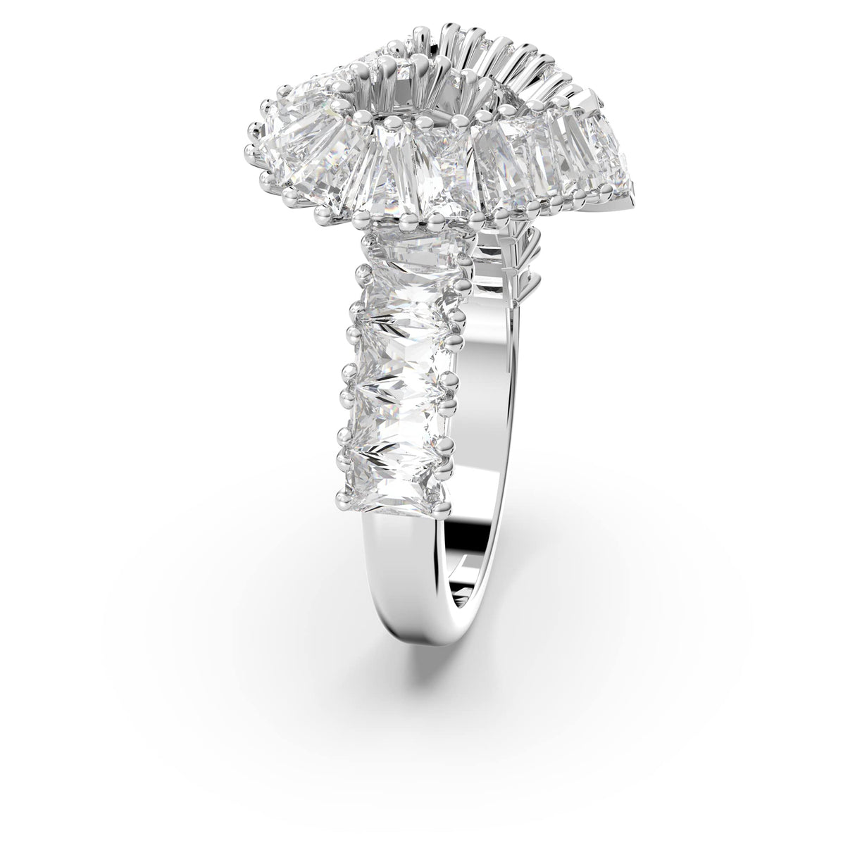 Swarovski Matrix Motif Anillo engarzado en forma de corazón con cristales transparentes en montura rodiada, Talla 55, de la Colección Matrix de Swarovski