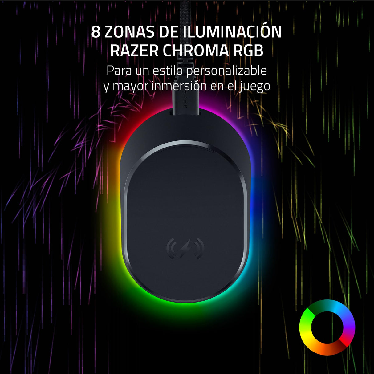 Razer Mouse Dock Pro & Charging Puck - Base de carga inalámbrica magnética & módulo para ratones compatibles, Hyperspeed 4K, iluminación 8 RGB Chroma) - Negro