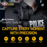 Transcend 128GB 1440P QHD Police Body Camera STARVIS 2 Sensor IP68 Weatherproof Body Worn Camera con estabilización de Imagen electrónica, visión Nocturna GPS TS128GDPB40A