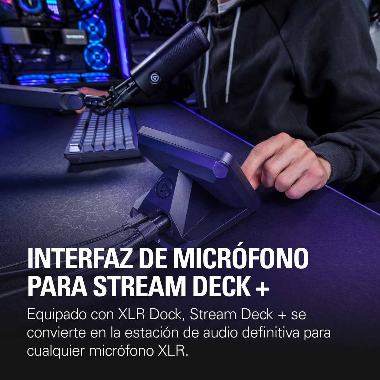 Elgato XLR Dock – Para Stream Deck +, interfaz de micrófono XLR a USB, mezclador de audio personalizable, 75 dB ganancia/alimentación Phantom/Clipguard – Mac/PC, Stream Deck no incluido