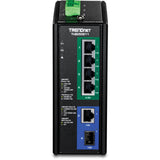 TRENDnet, TI-BG50611, Switch DIN-Rail Industrial PoE++ de 2,5 G y 6 Puertos con Puertos 10 G, Multi-Gigabit, 4 Puertos PoE++ de 2,5 G, 1 Puerto RJ-45 10 G, 1 Puerto SFP+ 10 G