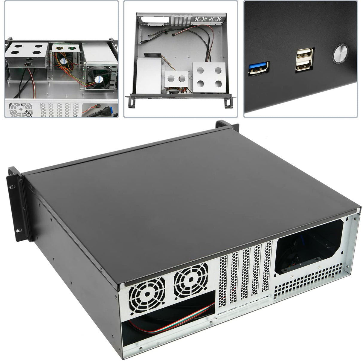 RackMatic - Caja rack 19" IPC microATX ATX 3U 2x5.25" 5x3.5" fondo 400mm