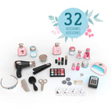 Smoby- Centro de Belleza My Beauty Center, 3 Zonas de Juego: Cosmética, Zona Lavado de Pelo, Caja mostrador, 32 Accesorios, A Partir de 3 años Medidas Montado: 97.5 x 51.4 x 100.2cm (7600320240)