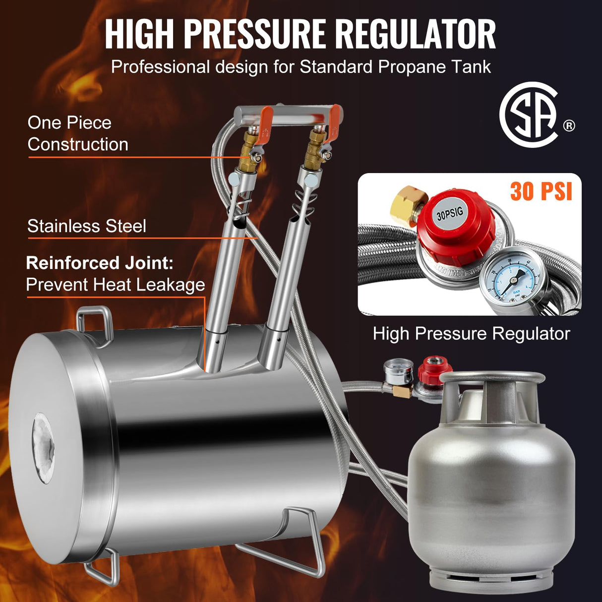 VEVOR Forja de Propano de Acero Inoxidable 12 KG Kit de Horno de Fusión de Metales Temperatura Máxima de 1482 °C Horno de Fundición de Propano 30 PSI Juego de Forja para Cobre, Aluminio, Oro, Plata
