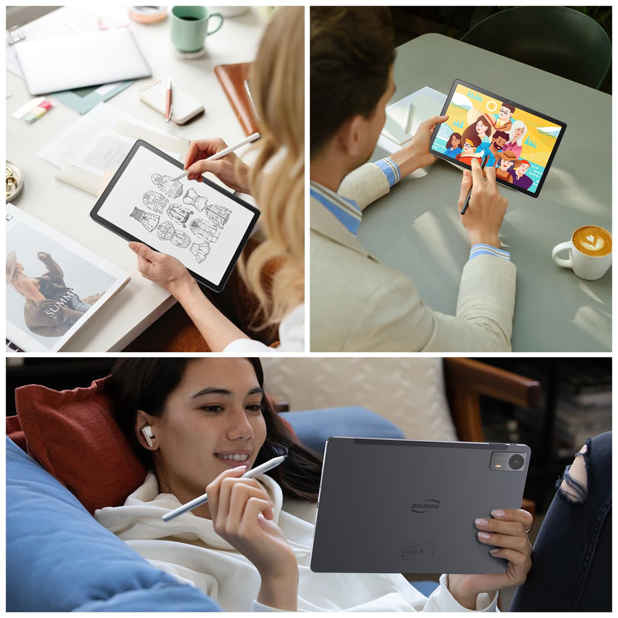 BWJBSW Tablet Android 10.95 Pulgadas HD, 4 GB de RAM, 128 GB, con Altavoces estéreo Quad 8000 mAh, Negro, Wi-Fi, Bluetooth, Type-C