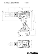 BS 18 LTX-3 BL I Metal (603181840) Taladro atornillador de batería