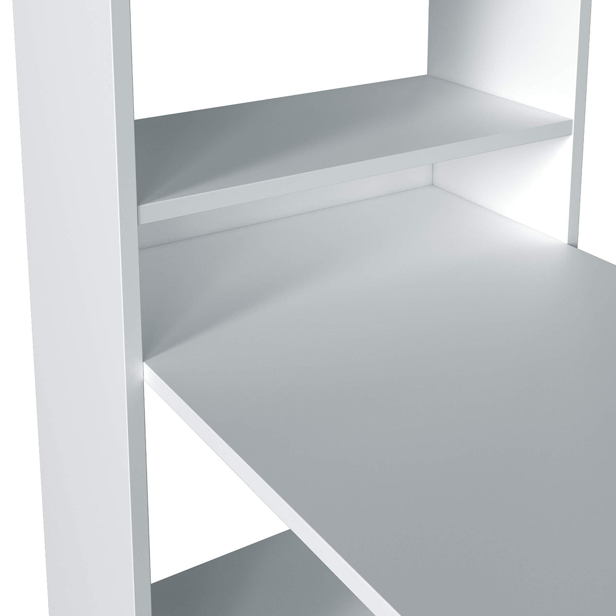 Habitdesign Mesa de Ordenador, Escritorio con Estanteria Reversible, Blanco Artik, Modelo Duplo, Medidas: 120 cm (Ancho) x 53 cm (Fondo) x 144 cm (Alto)