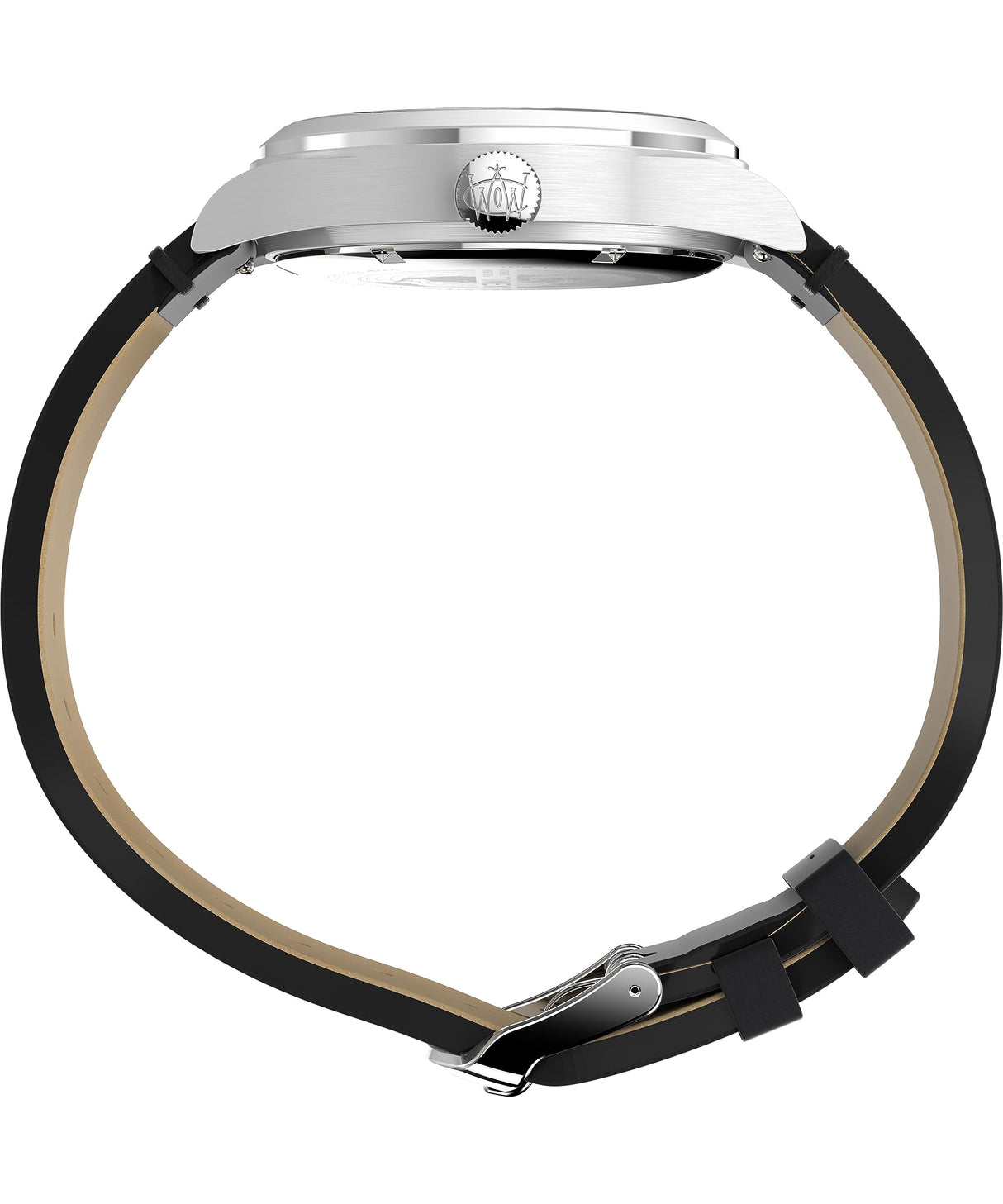 Timex Waterbury - Reloj de 39 mm para hombre, correa de liberación rápida de cuero negro de dos piezas, esfera negra, caja de acero inoxidable TW2W14700