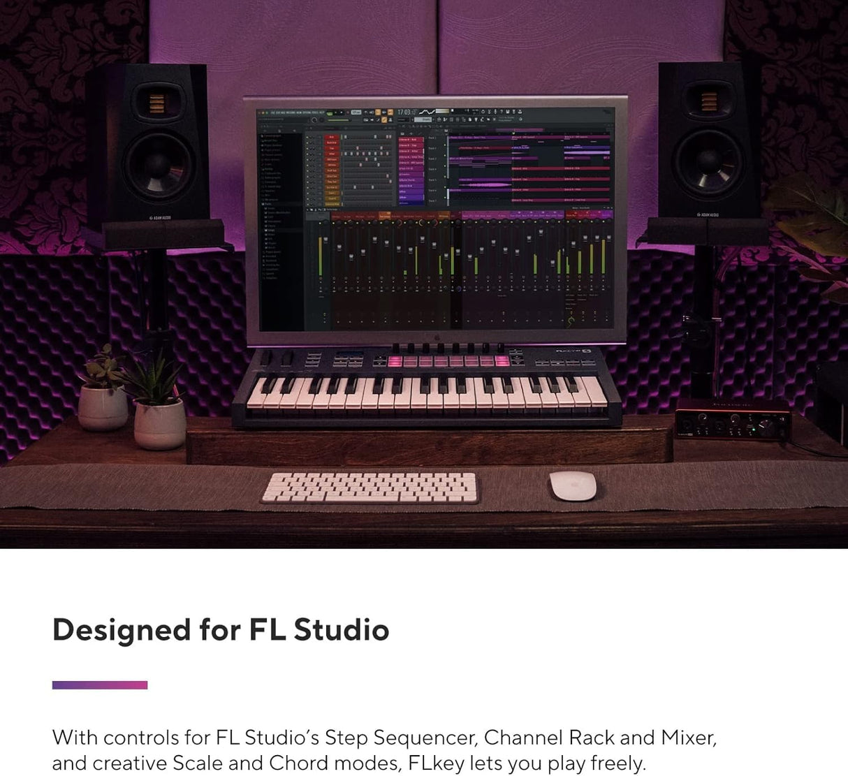 Novation FLkey 37, controlador de teclado - integración perfecta con FL Studio y modos Chord y Scale. Todo el software que necesitas para producir música