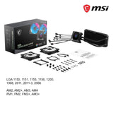 MSI MPG CORELIQUID K240 - Refrigeración Líquida AIO CPU, Radiador de 240, TORX FAN 3.0 en la Bomba de 60mm, Pantalla LCD 2.4", 2 x 120mm Ventiladores ARGB, Amplia compatibilidad Intel/AMD
