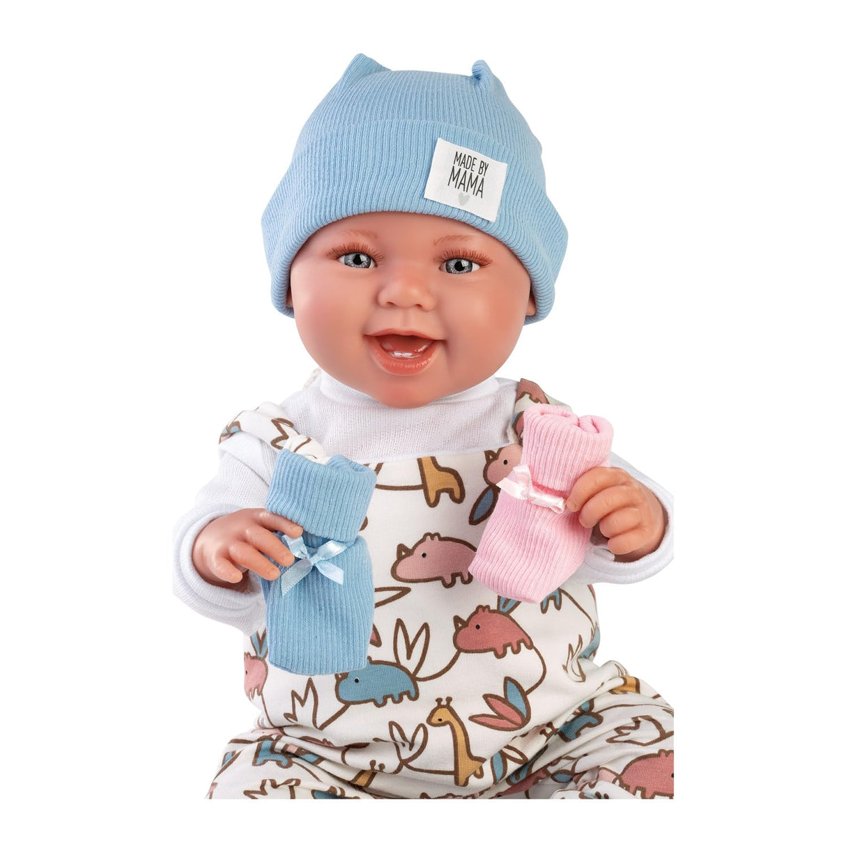 Llorens 1018481 Tina-Tino - Muñeca de bebé con Ojos Azules y Cuerpo Suave, Incluye Ropa de Cambio, Chupete y Cadena para Chupete, 44 cm