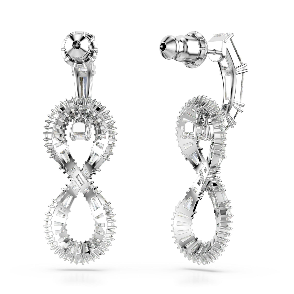 Swarovski Pendientes Hyperbola, Símbolo del infinito, Blancos, Baño de rodio