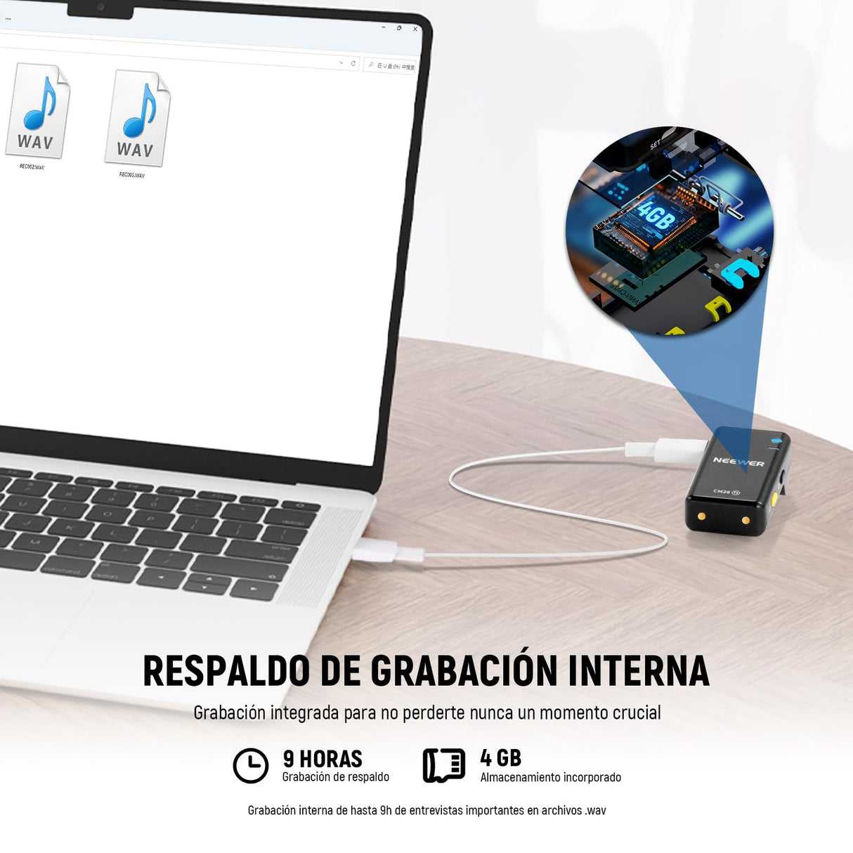NEEWER CM28 Sistema Micrófono Lavalier Inalámbrico con Estuche Carga Cancelar Ruido 4GB Almacenamiento 9H Grabación 48KHz Audio 16 Bits Micrófono Solapa Compatible con iPhone iPad Android PC Cámara