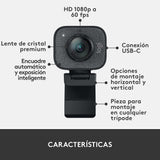 Logitech StreamCam, Cámara Web con USB-C para Streaming de vídeo y creación de Contenido, Vídeo vertical Full HD 1080p a 60 fps, Versatilidad demontaje, para YouTube, Gaming Twitch, PC/Mac, Negro