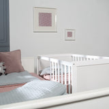 roba Cuna Colecho 60 x 120 cm, 2en1, Convertible en Cama de Bebé Independiente, Ajustable en Altura, 5 Barrotes Desmontables, Madera Blanca