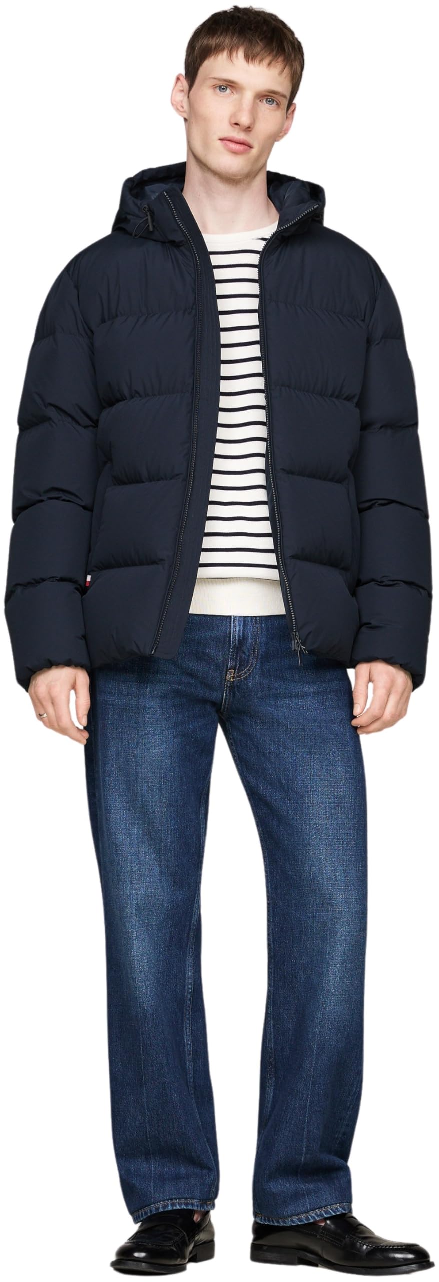 Tommy Hilfiger Cazadora Acolchada Hombre Down Hooded Puffer Jacket con Capucha, Azul (Desert Sky), S