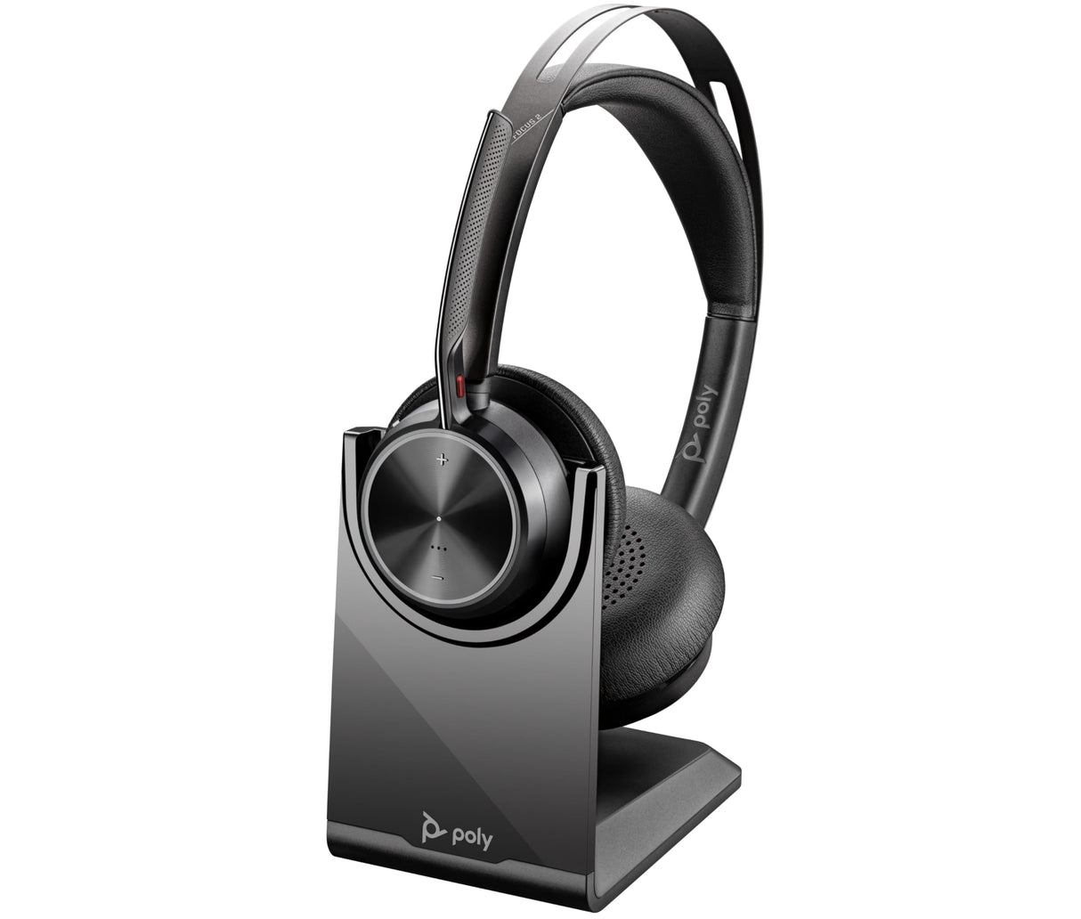 Poly Voyager Focus 2 Auriculares inalámbricos UC con micrófono y soporte de carga: compatible con PC a través del adaptador BLUETOOTH BT700 incluido o mediante cable USB