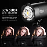 NEEWER S102-400W Pro Fash Luz Strobe con Disparador 2,4G, 400Ws GN62 5600K con 30W Lámpara de Modelar LED Reflector Montaje Bowens Modo S1/S2 Ventilador para Fotografía Productos,Compatible con QPRO