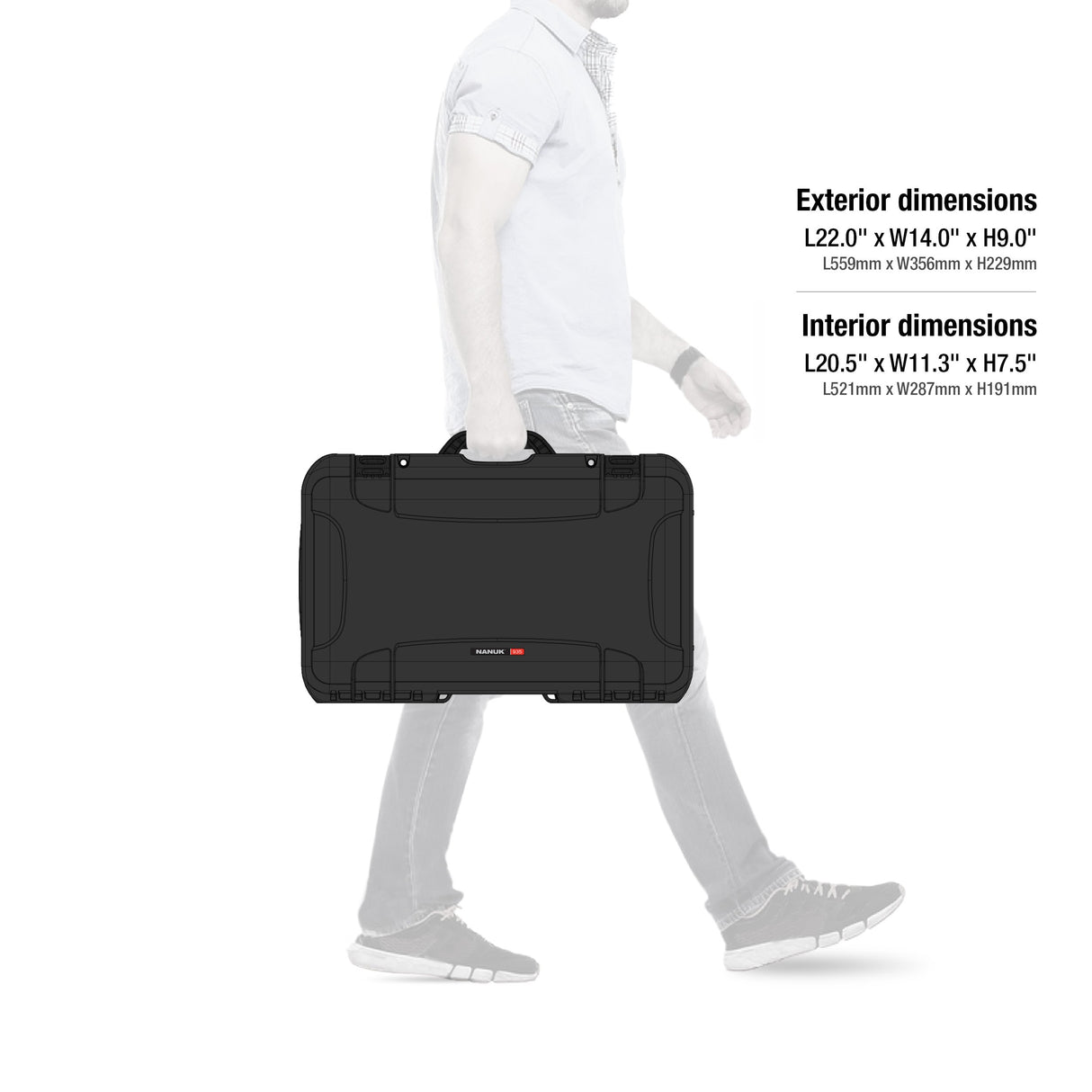 Nanuk 935 - Funda rígida Impermeable con Ruedas y Divisor Acolchado, Color Negro