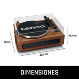 Lenco LS-430 giradiscos - giradiscos Bluetooth - altavoces integrados 40 vatios RMS - transmisión por correa - control de tono - preamplificador - salida RCA y entrada AUX - marrón, LS-430BN