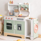 ROBUD Cocina Infantil de Madera con cafetera, máquina de Hielo, Barbacoa, vajilla y Comida de Juguetes. Adecuado para niños a Partir de 3 años