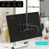 ONKRON Soporte TV Techo de 32 a 80 Pulgadas - Base para TV en Color Negro con Carga de hasta 68 kg - Soporte Television con MAX VESA 600x400 mm/Brazo Television Inclinable con Altura Regulable N2L-B