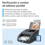 Detector de billetes falsos portátil Safescan 155-S completo para verificar rápidamente billetes - Detector billetes falsos con 7 puntos de detección - Detector de billetes falsos 100% fiable
