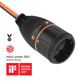 Electraline 49248 Alargador con Enrollacables 40 m, Sistema Antidesconexión Electralock, 2 x 1,5 mm², Negro y Naranja