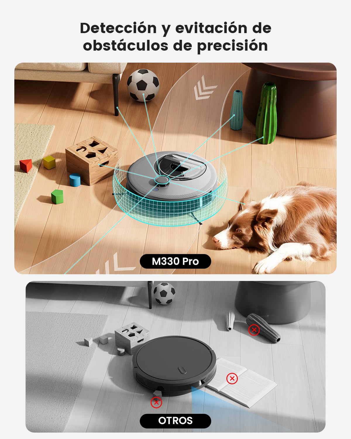 LEFANT M330 Pro Robot Aspirador y Fregasuelos con Mapeo 3 en 1, Navegación dToF, 5000Pa, Diámetro 28cm, Evitación de Obstáculos PSD 190°, App/Alexa/i Watch, Ideal para Pelo Mascotas y Alfombras, Gris