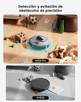 LEFANT M330 Pro Robot Aspirador y Fregasuelos con Mapeo 3 en 1, Navegación dToF, 5000Pa, Diámetro 28cm, Evitación de Obstáculos PSD 190°, App/Alexa/i Watch, Ideal para Pelo Mascotas y Alfombras, Gris