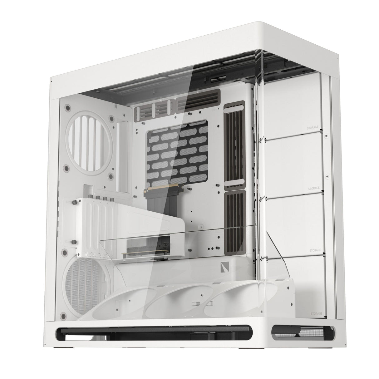 HAVN HS 420 VGPU Dual Chamber ATX Mid Tower PC Case White | PCIe 5.0 Vertical GPU Kit, 11 x 140 mm Ranuras para Ventilador y 2 x 420 mm Soporte de radiador, gestión de Cables SimpliCable, Vidrio