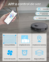 LEFANT M1 Robot Aspirador y Fregasuelos, Navegación LiDAR, 5500 Pa, Autonomía de 150min, Mapeo Multinivel, Zonas Prohibidas, Aspirador Robot para Mascotas, Gris