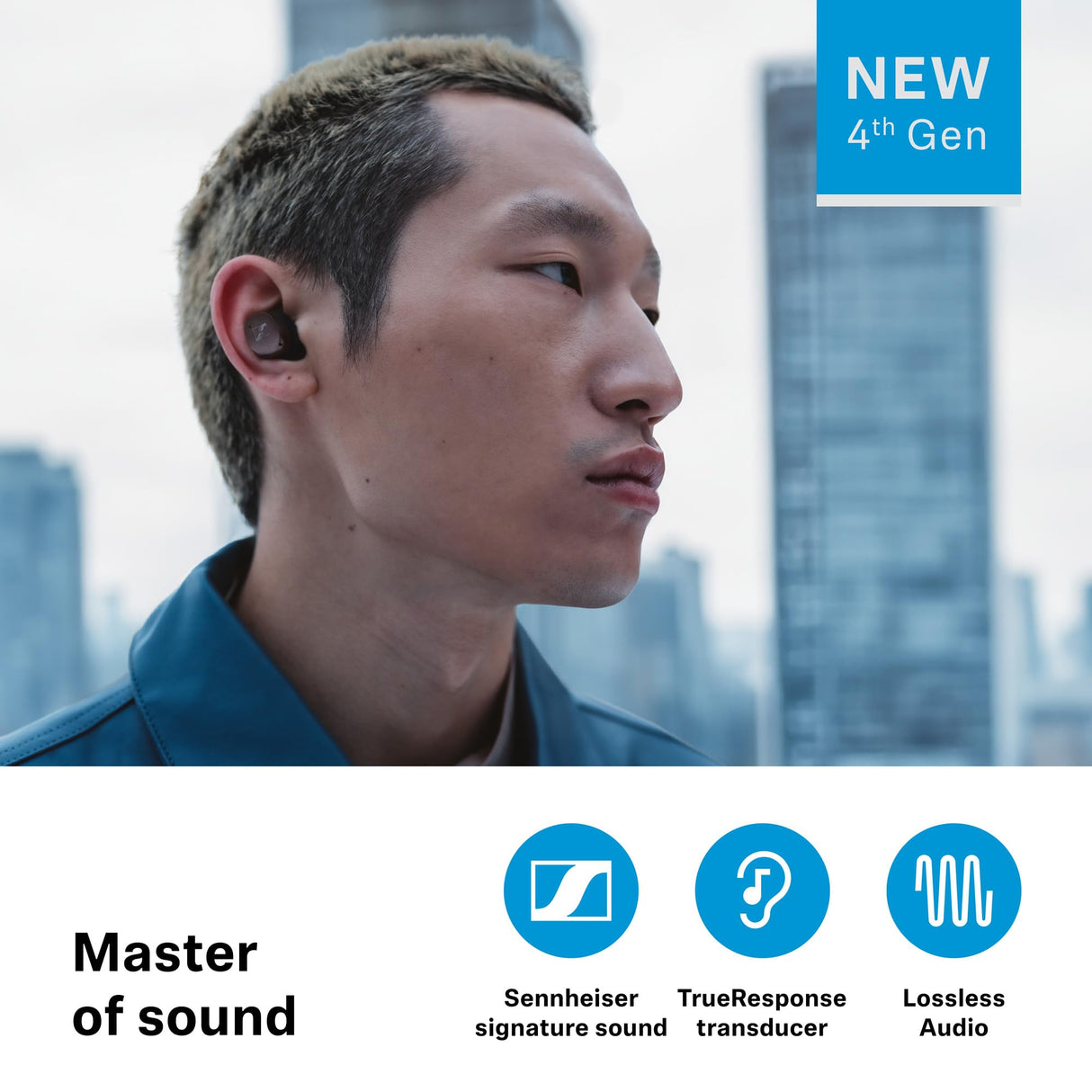 Sennheiser Consumer Audio MOMENTUM True Wireless 4 - Auriculares inteligentes con Bluetooth 5.4, sonido nítido, diseño cómodo, duración de la batería de 30 horas, ANC adaptativo, LE y Auracast, blanco