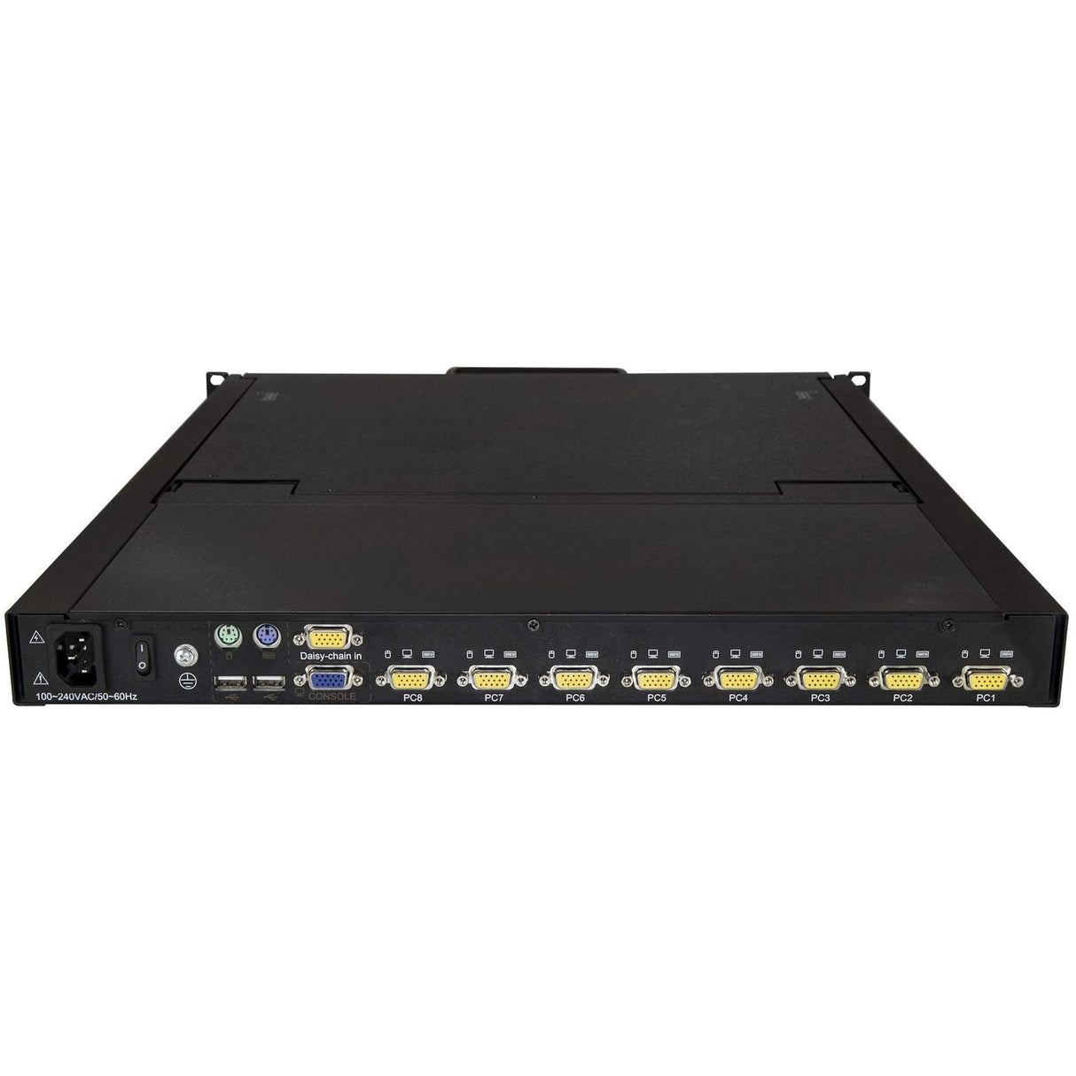 StarTech.com Consola KVM de 8 puertos para Montaje en Rack - Teclado QWERTY - con Cables de 1,8m - Conmutador KVM con Monitor LCD de 19" - Switch KVM LCD 1U OSD - 50.000 MTBF - USB + VGA (RKCONS1908K)