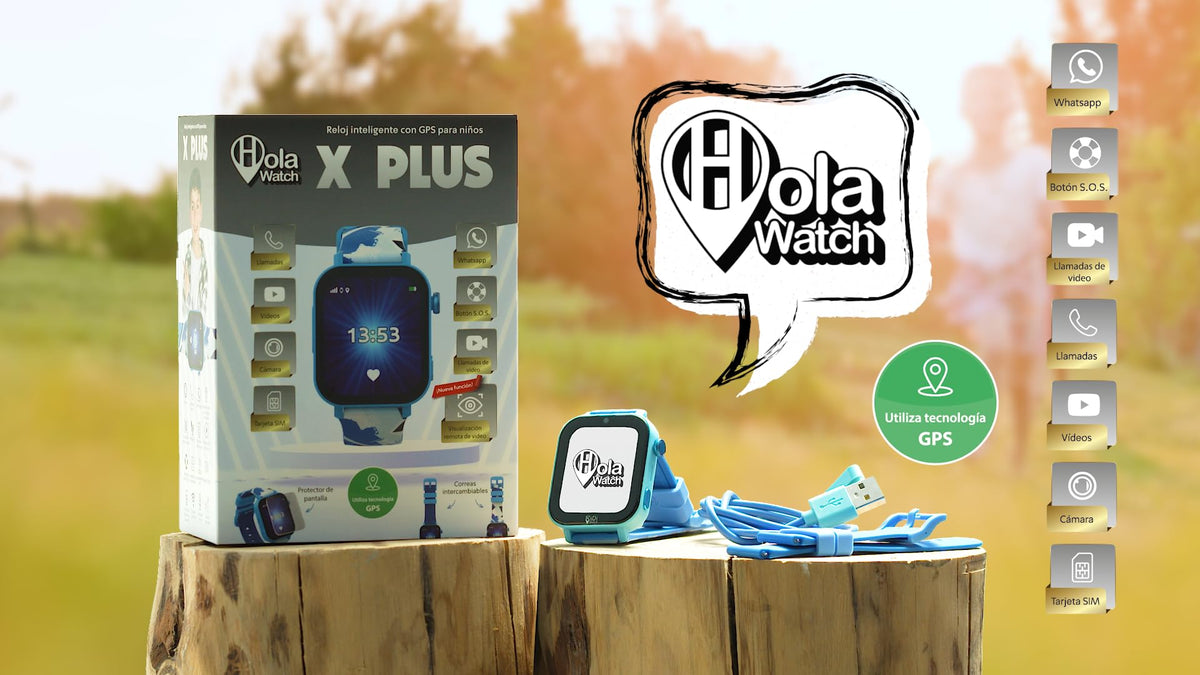 Cefa Toys - Reloj Inteligente Holawatch X Plus Blue Android, con 4G LBS/WIFI, GPS, Tarjeta SIM, Cámara, Juegos, Llamadas, Videollamadas, Whatsapp, Medidor de Pasos, Correa Extra, Protector de Pantalla