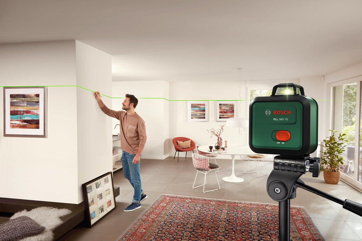 Nivel láser PLL 360-1G de Bosch (láser verde de 360°, autonivelante, precisión de ±0,4 mm/m, batería recargable de iones de litio integrada, carga USB-C®, en caja de cartón para comercio electrónico)