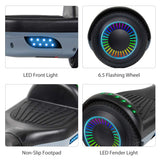 SISIGAD Hoverboard 6,5 pulgadas Overboard, Hover Scooter Board Todoterreno, Bluetooth y LED autoequilibrado, Scooter eléctrico Auto-equilibrio para niños y adultos HY-A12 gris/negro