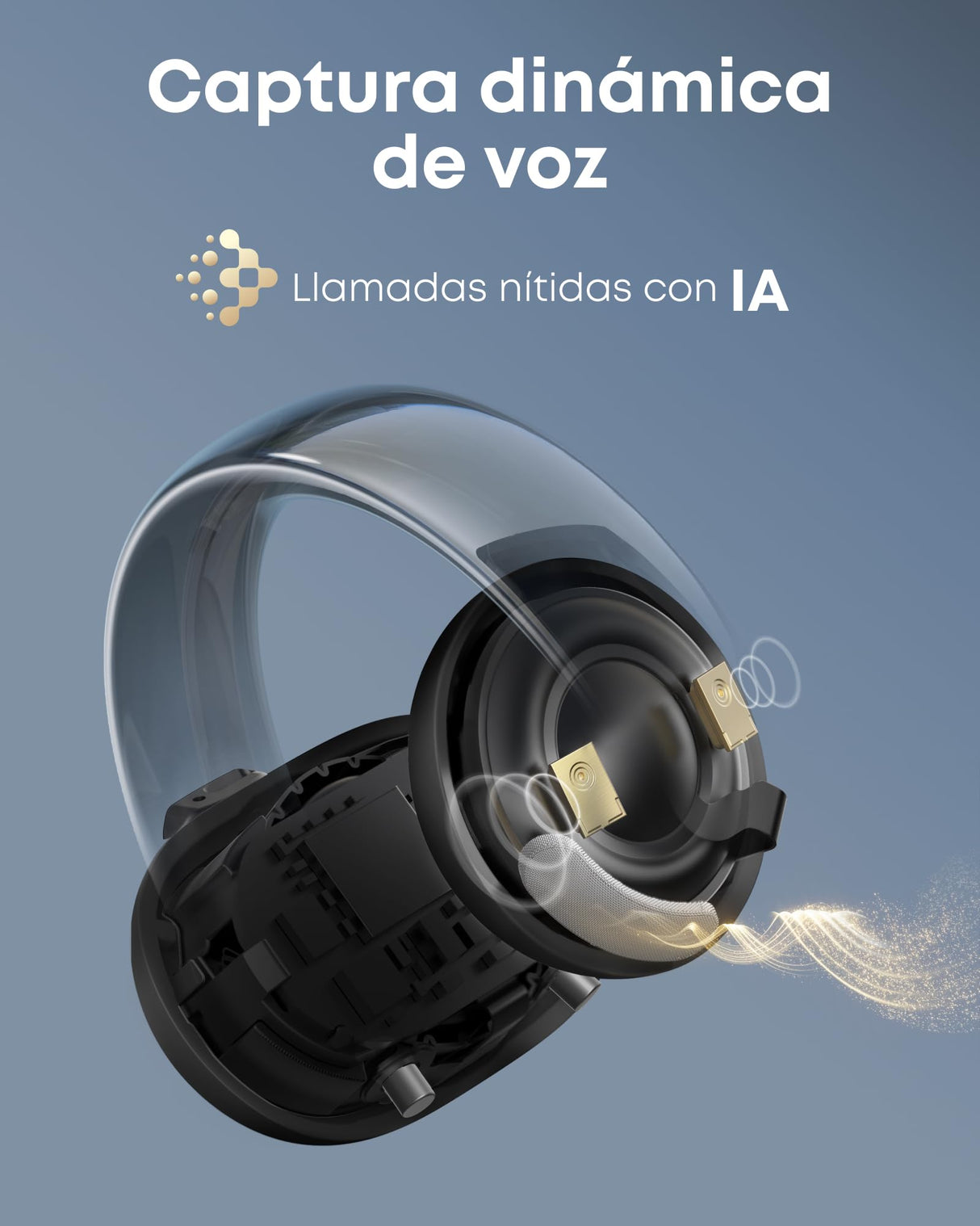 Soundcore AeroClip de Anker, Auriculares Open-Ear, Comodidad de adaptación, Llamadas nítidas con 4 micrófonos con IA, Ajuste Estable, Altavoces de 12 mm para un Sonido Claro, Forma de Anilla Abierta