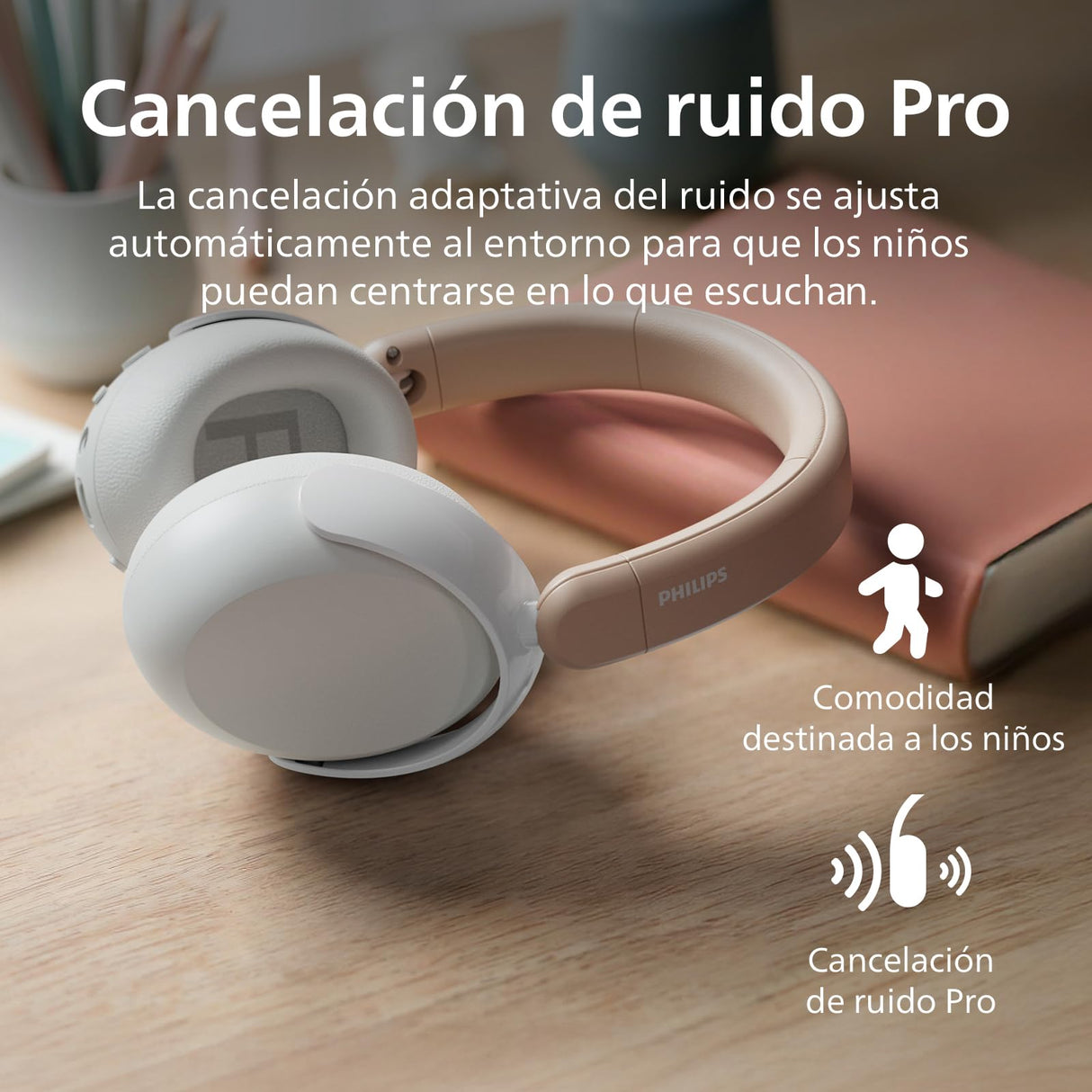 Philips TAK5500AL 5500 Series Auriculares Infantiles Plegables inalámbricos on Ear Cancelación de Ruido, 34 Horas de reproducción ANC, Volumen Limitado, Audio compartido, Cable USB-C Incluido