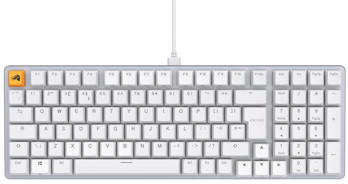 Glorious Gaming GMMK 2 Full Size (96%) - Teclado gaming mecánico, carcasa de aluminio, personalizable, keycaps dobles, switches Glorious Fox, RGB, distribuciones QWERTY inglés - Blanco