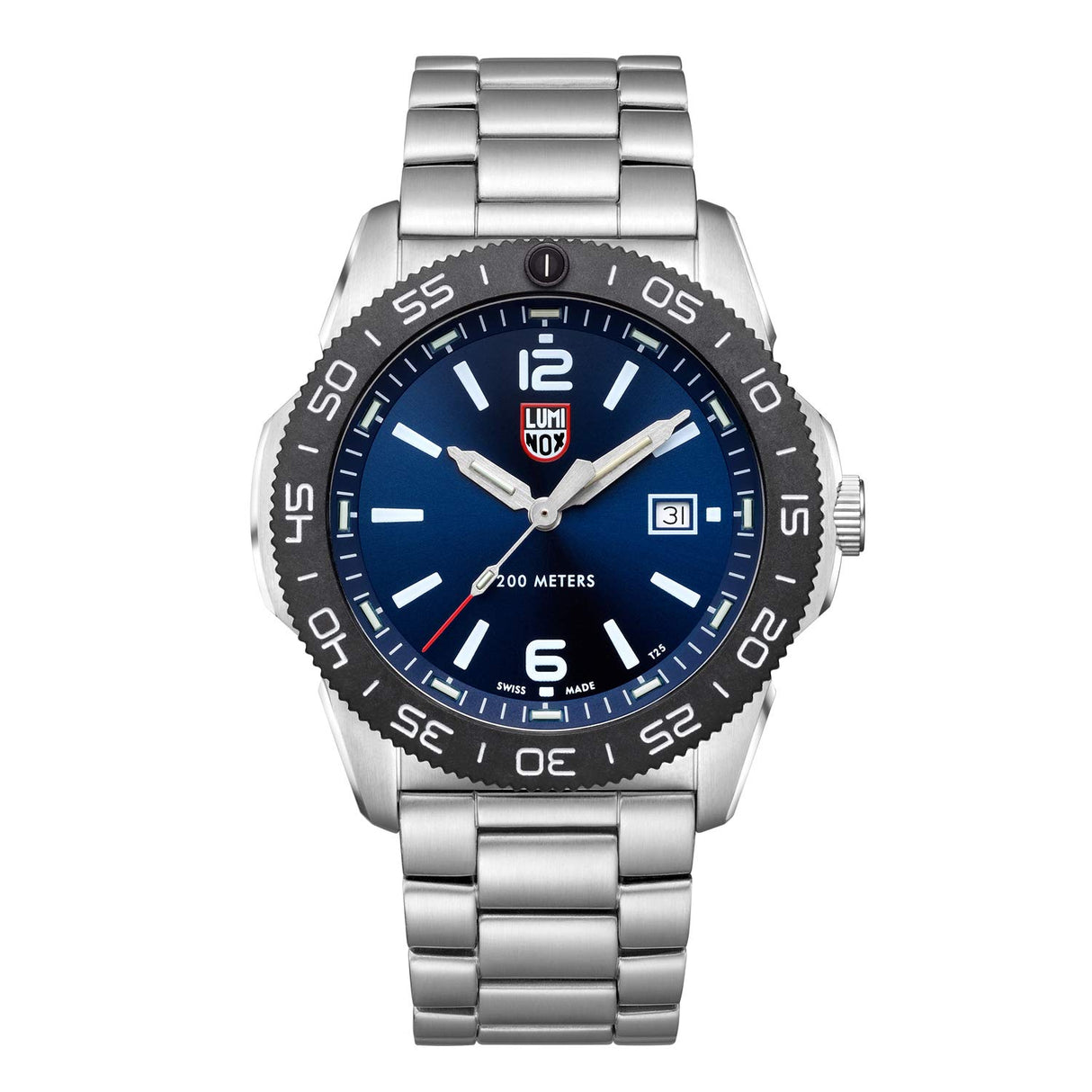 Luminox Pacific Diver XS.3123 Reloj de Hombre 44mm - Reloj de Buceo en Plata/Azul con Pantalla de Fecha 200m de Resistencia al Agua Cristal de Zafiro