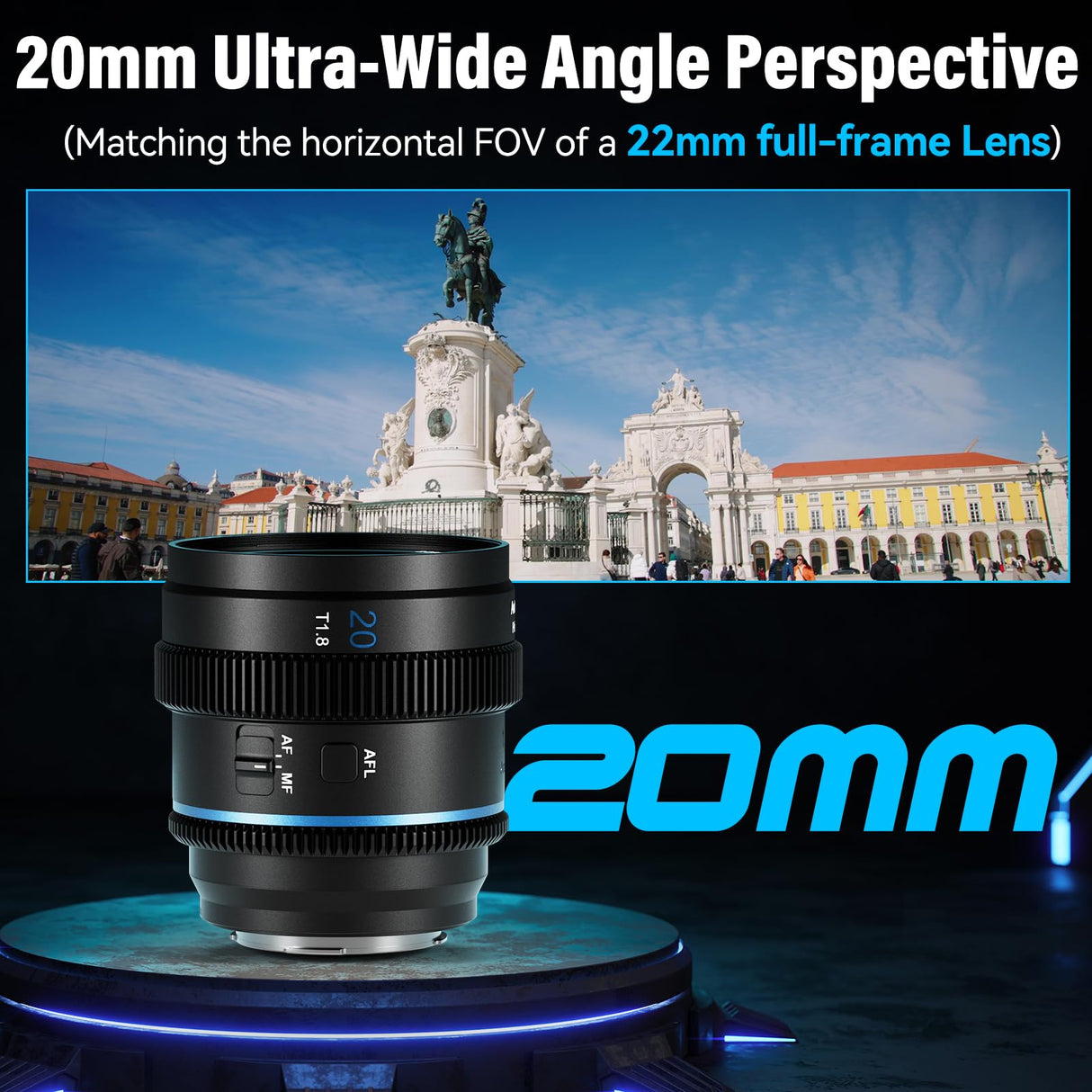 SIRUI Lente anamórfica T1.8 1.33X de 20 mm, lente de enfoque automático S35 para cámaras de montaje L, DC-S5/S5M2, DC-S1/S1H/S1R, DC-S9, SL1, CL, FP, FPL (destello azul)