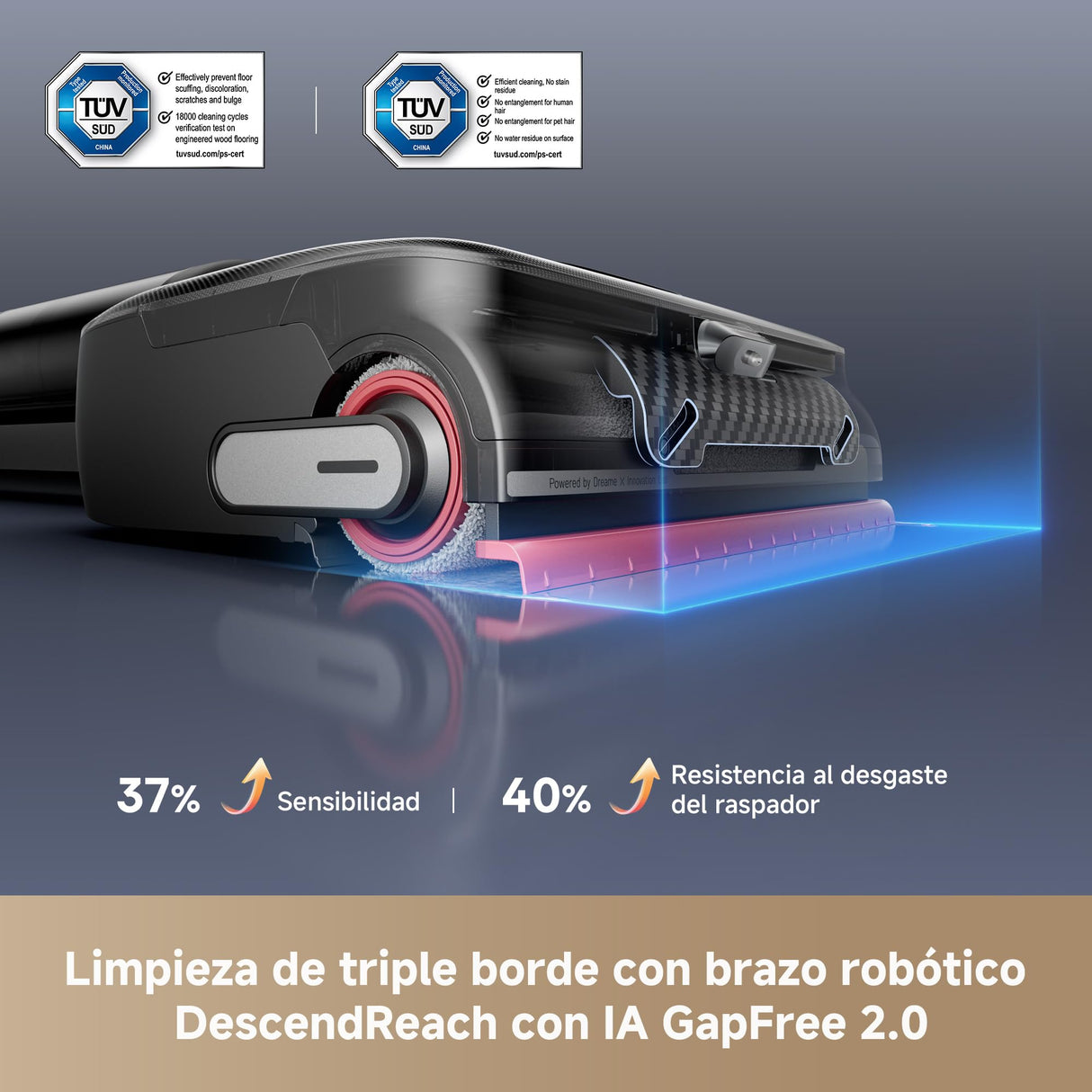 DREAME H15 Pro FoamWash Aspirador en Seco y Húmedo, Lavado con Espuma Focalizado, Solución de Limpieza con Proporción Inteligente, Brazo Robótico con IA 2.0, TangleCut 2.0, Lavado a 100 °C