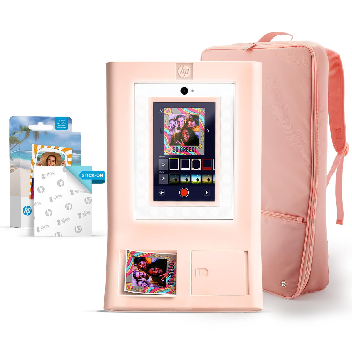HP Sprocket Máquina de Fotomatón Impresora de Fotos a Color Instantánea (Rosa) Paquete Inicial + Papel Zink (100 Hojas) + Estuche Acolchado