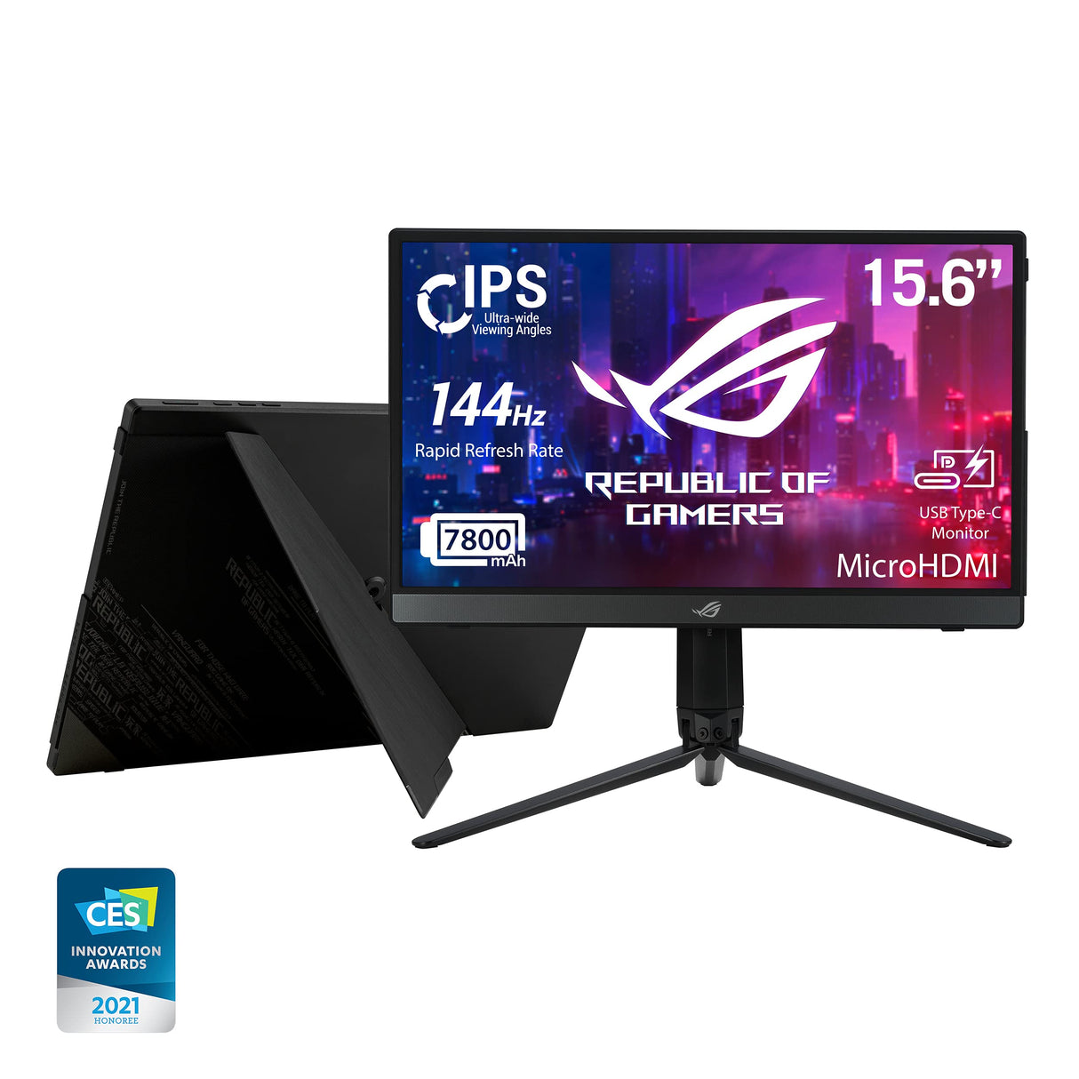 ASUS ROG Strix XG16AHP - Monitor de Gaming portátil 15.6" (144 Hz, FHD (1920 x 1080), IPS, NVIDIA G-Sync, USB Type-C, Micro HDMI, trípode ROG y Funda), Black