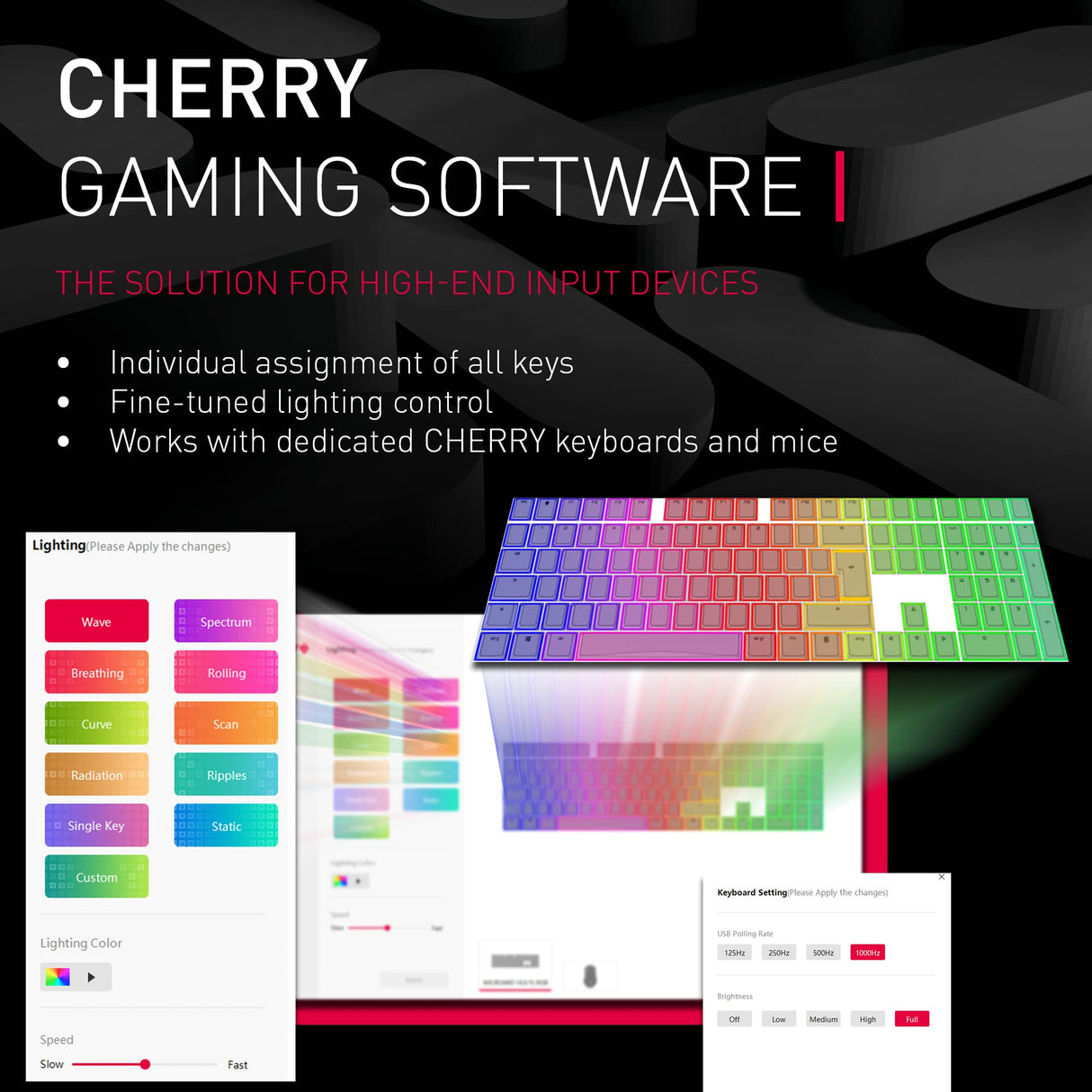 CHERRY MX 3.0S Wireless, teclado Gaming mecánico inalámbrico con iluminación RGB, distribución de teclado alemán (QWERTZ), conexión Bluetooth, radiofrecuencia o cable, switches MX BROWN, blanco