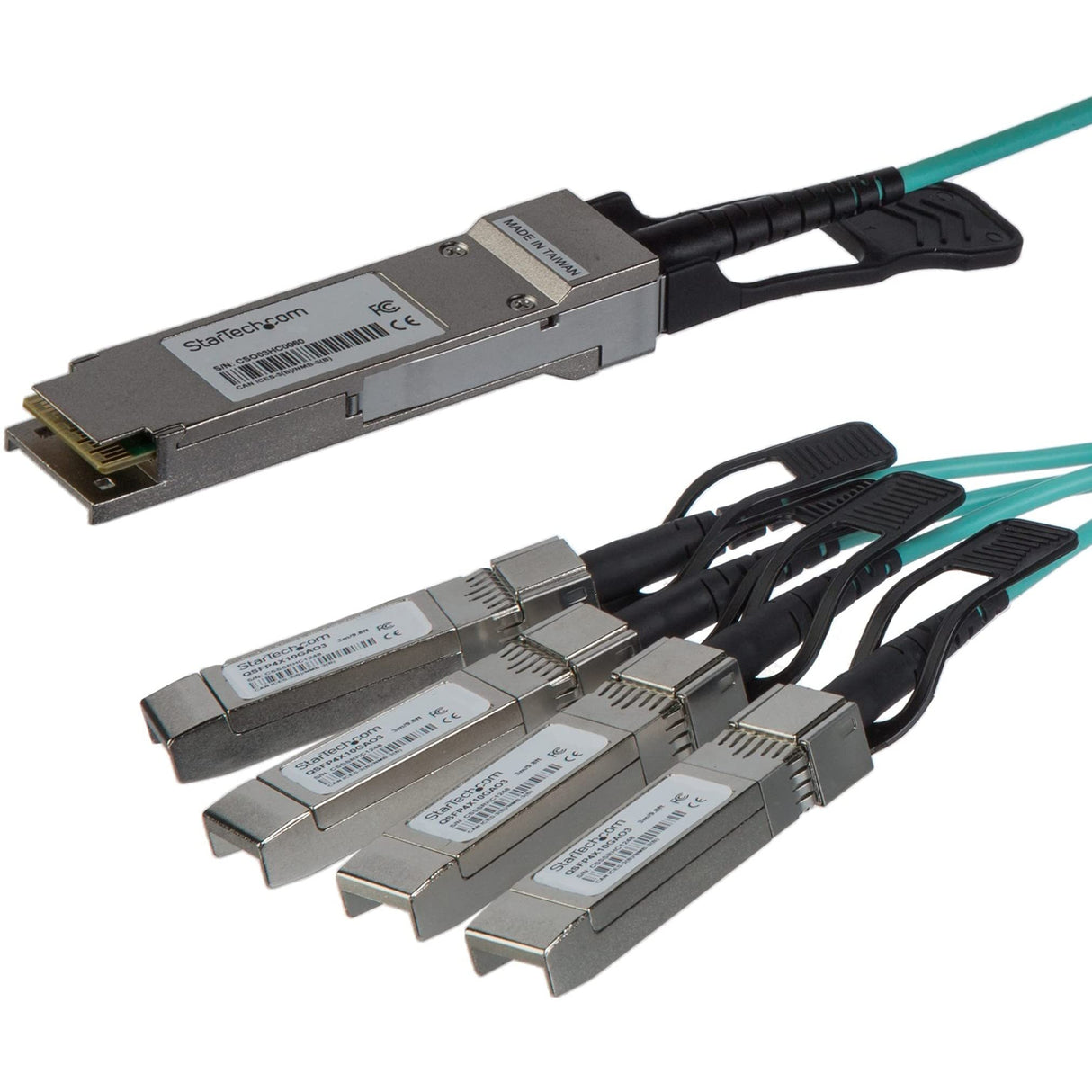 StarTech.com Cable Breakout de 3m QSFP+ Activo Óptico Compatible con Cisco QSFP-4X10G-AOC3M - 40 GbE