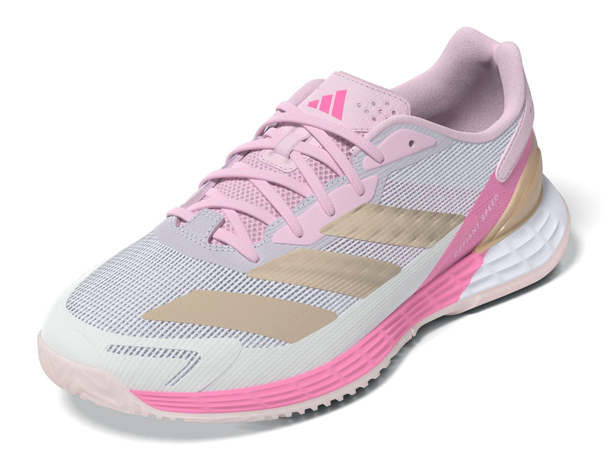 adidas Defiant Speed 2 Tennis Shoes, Zapatillas de Tenis Mujer, FTWR White/Ash Pearl/Bliss Pink, 39 1/3 EU