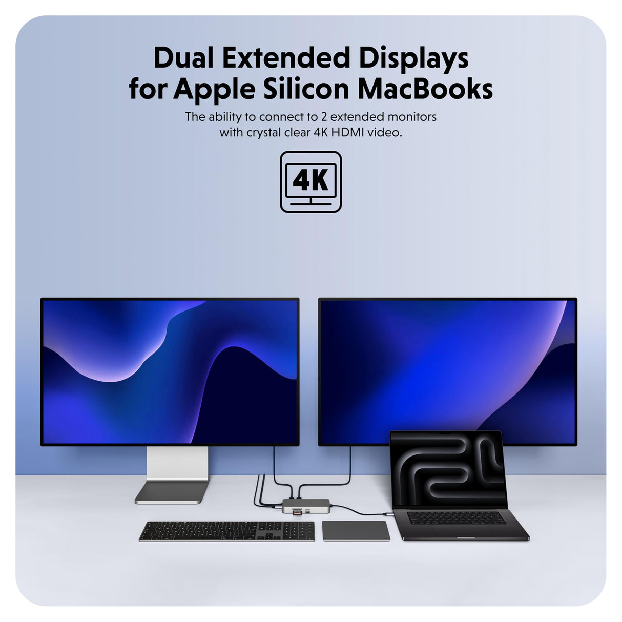 Hyper HDM1H-GL Hub USB-C HyperDrive Dual 4K HDMI 10 en 1 para MacBooks M1/M2 con 10 Puertos Esenciales - Plata